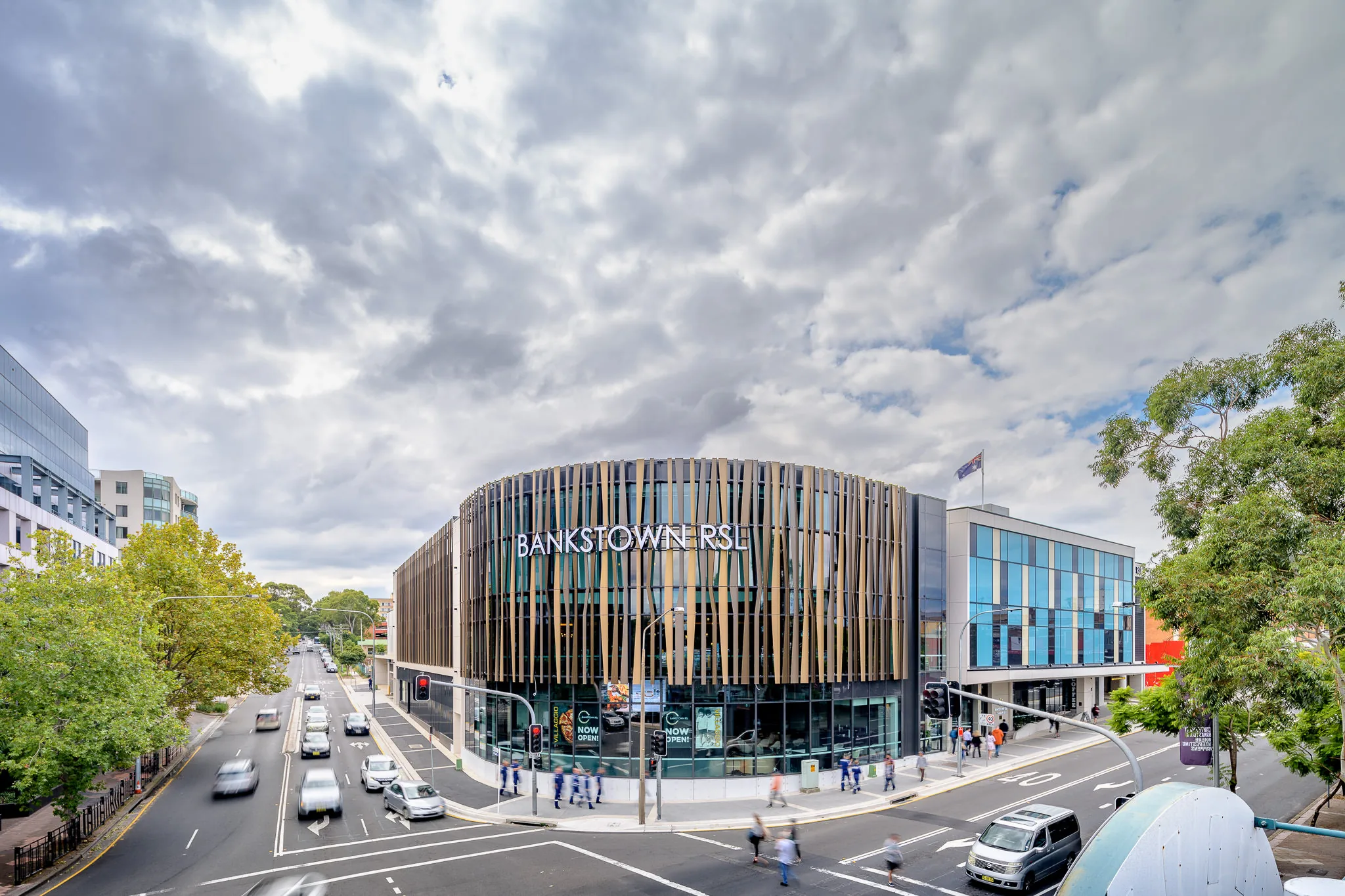 bankstown rsl sydney commercial construction aerial streetscape