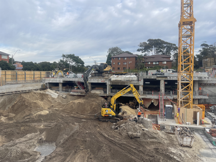 Earthmoving equipment in Sydney construction project