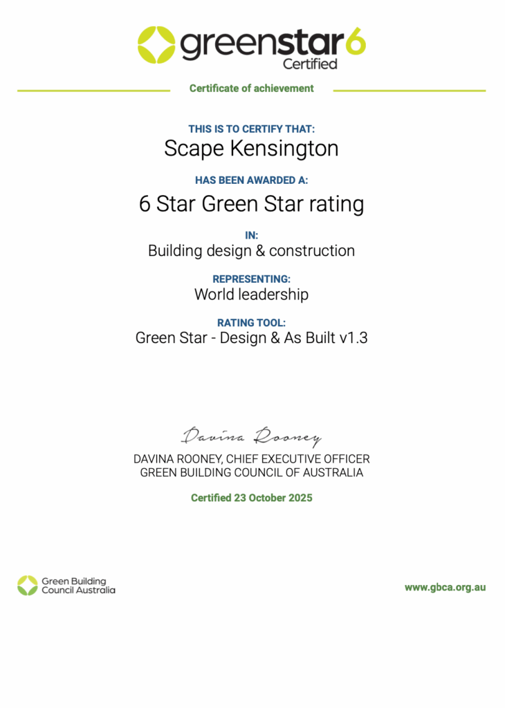 Green Building Council 6 Star Rating