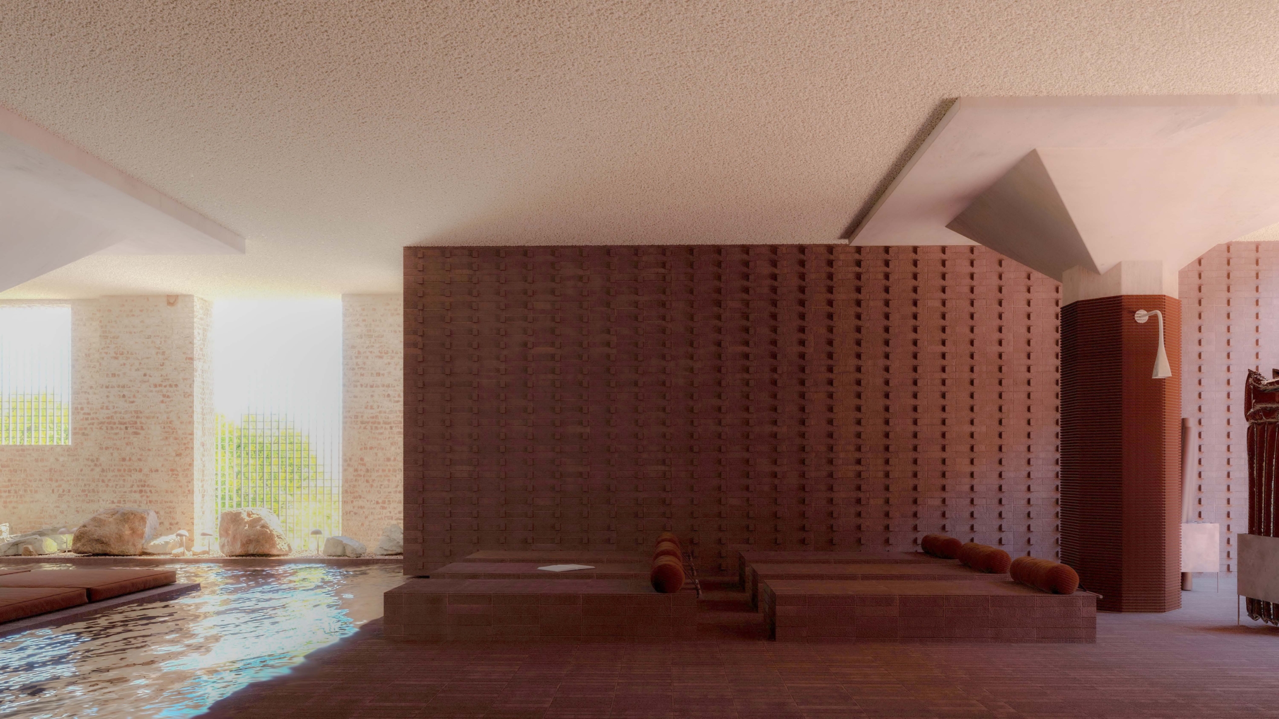 Infinity Constructions internal render showing premium wellness centre architecture