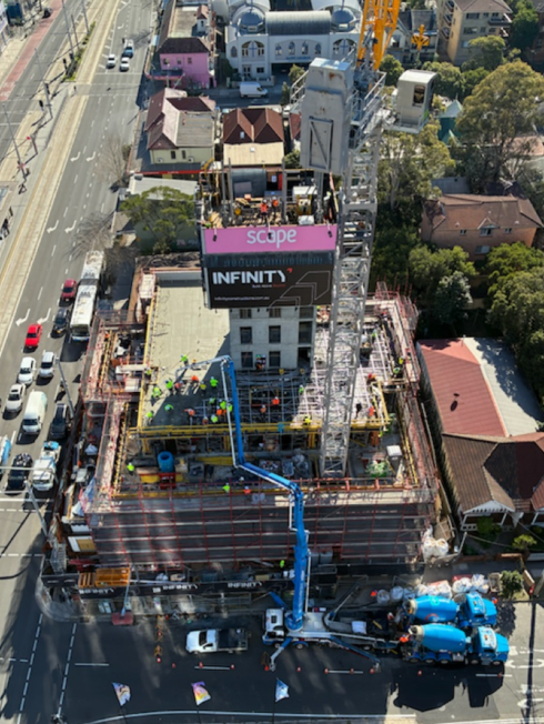 July 26 Aerial view of Scape Todman construction in Kensington in July 2026