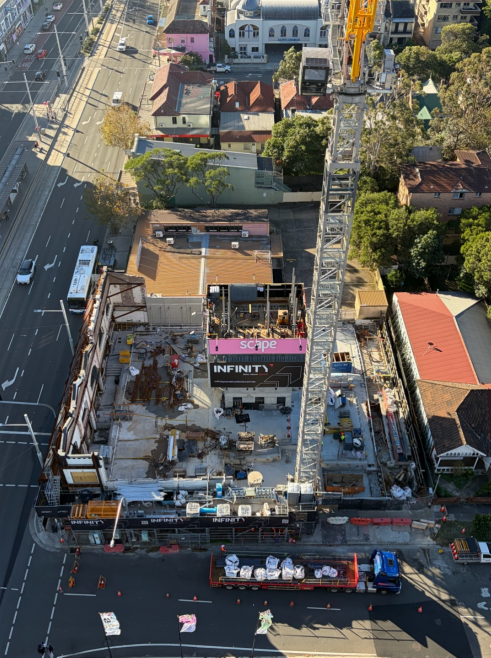 May 26 Aerial view of Scape Todman construction in Kensington in May 2026