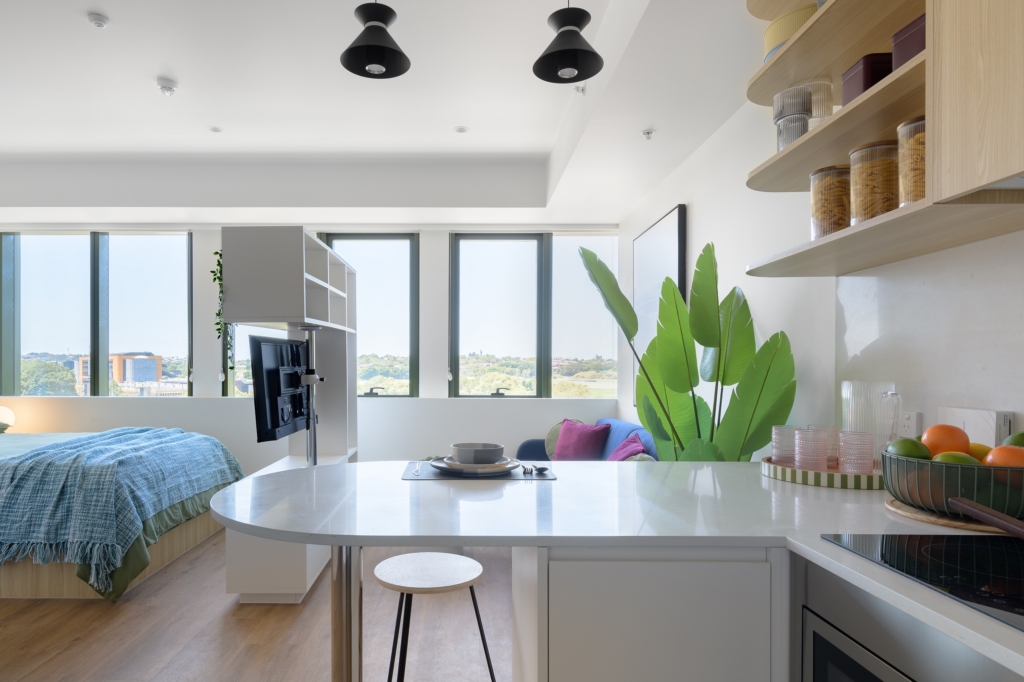 Student bedroom interior with custom joinery Scape Lachlan Sydney