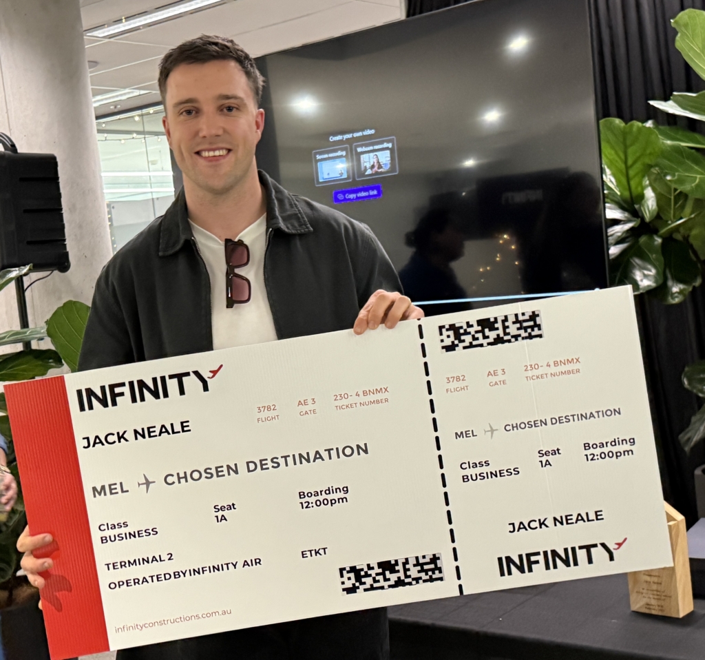 Jack Neale Award Evening with boarding pass for employee award