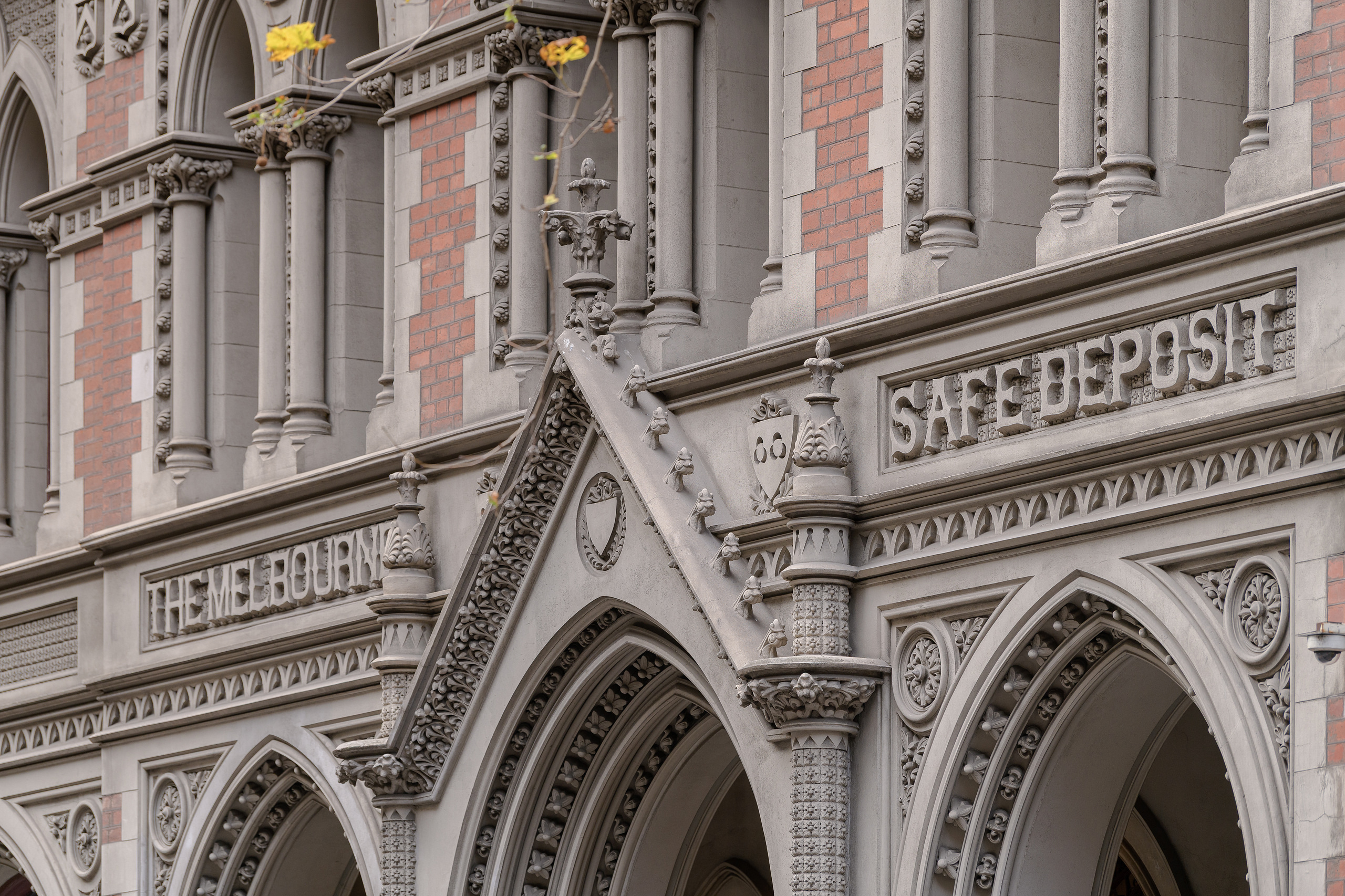 Contemporary hospitality fit-out inside the former Melbourne Safe Deposit Building stone details