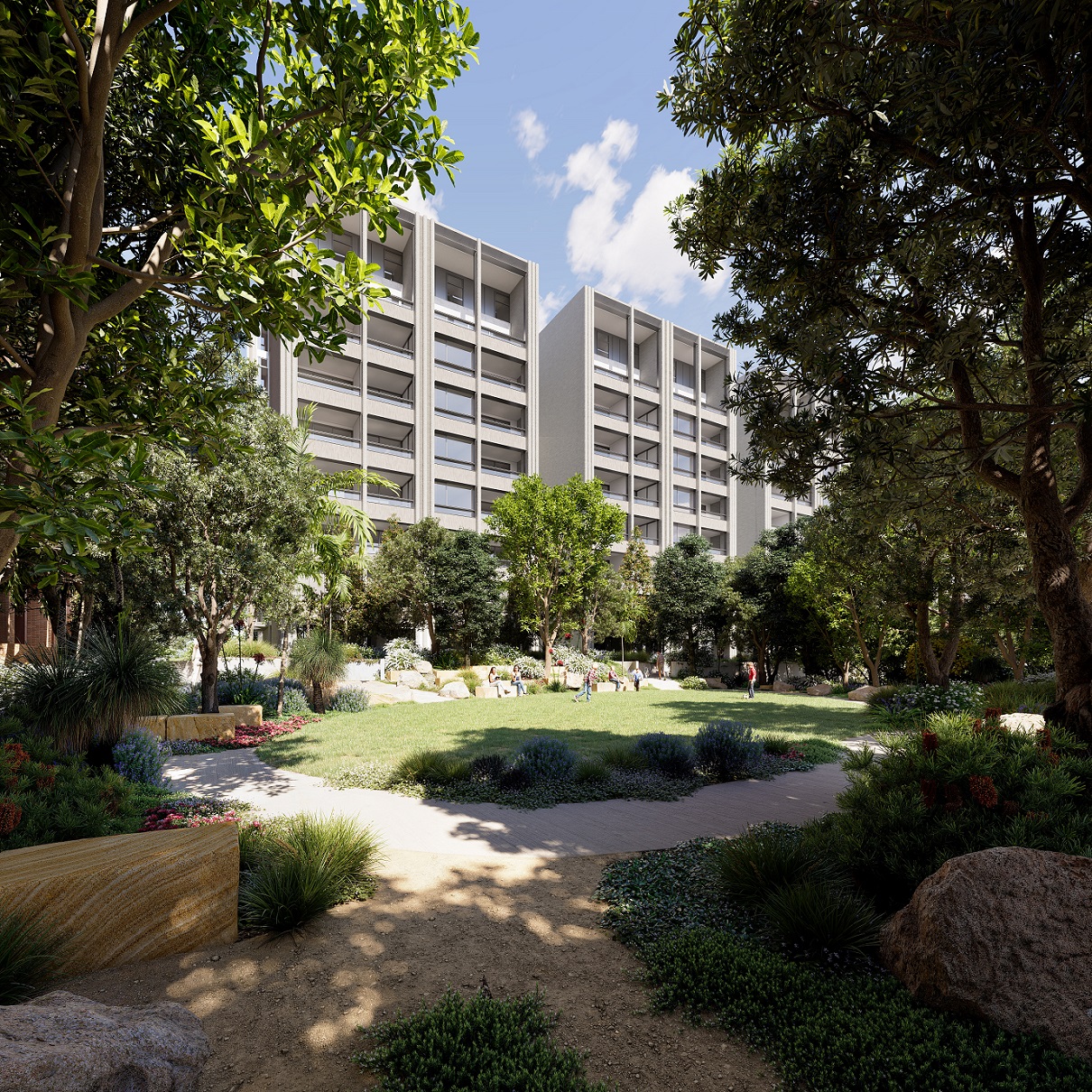 acacia apartments communal open space render Landscaped communal open space at Acacia Apartments in Green Square