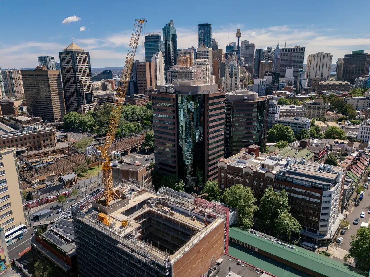 canva sydney headquarters construction site aerial view 01 canva sydney headquarters construction site aerial view 01
