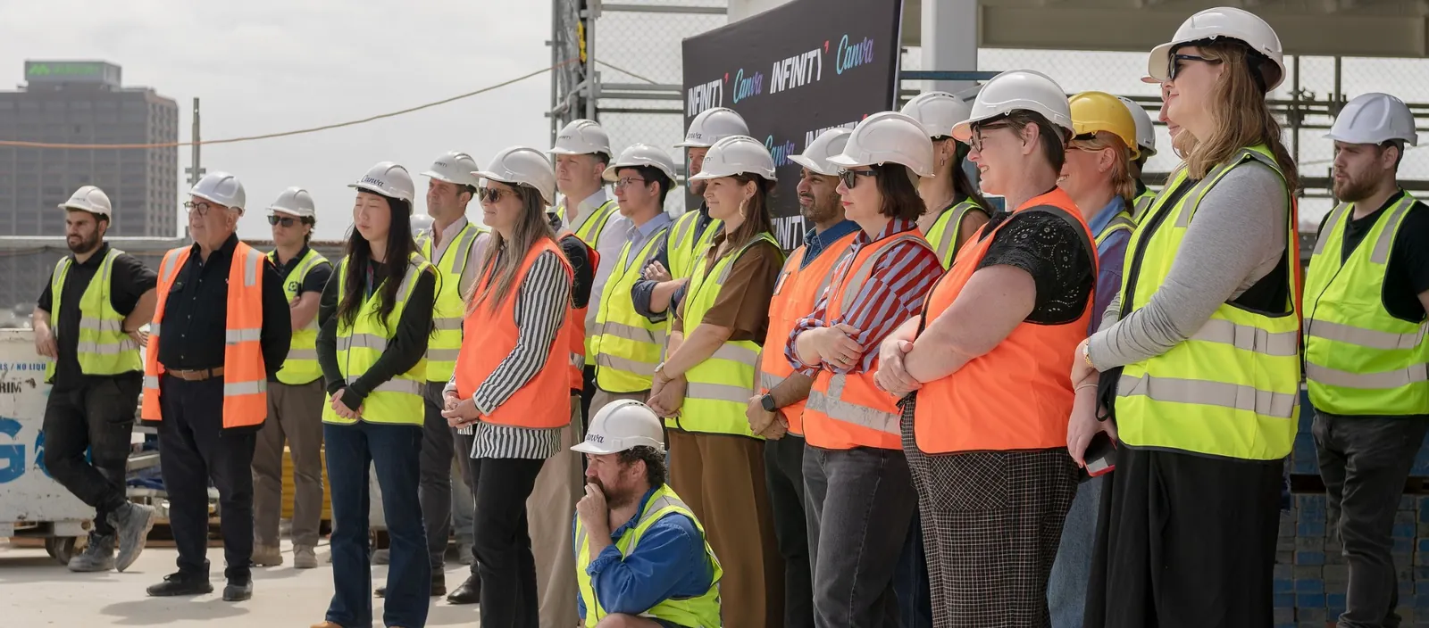 Project partners and guests gathered at the Canva Sydney Campus topping out ceremony