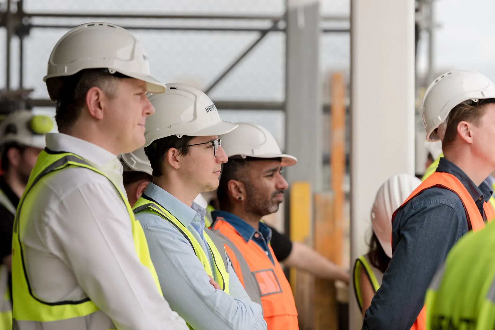 Project partners listening to speeches at the Canva Sydney Campus construction site